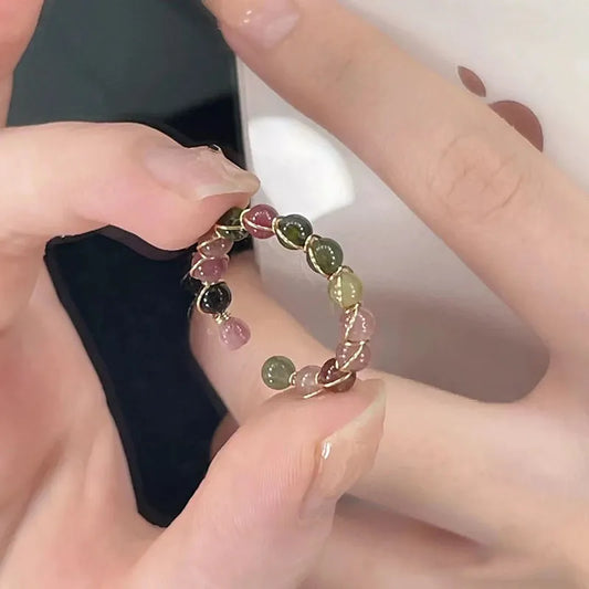 Handmade Natural Healing Stone Beaded Ring